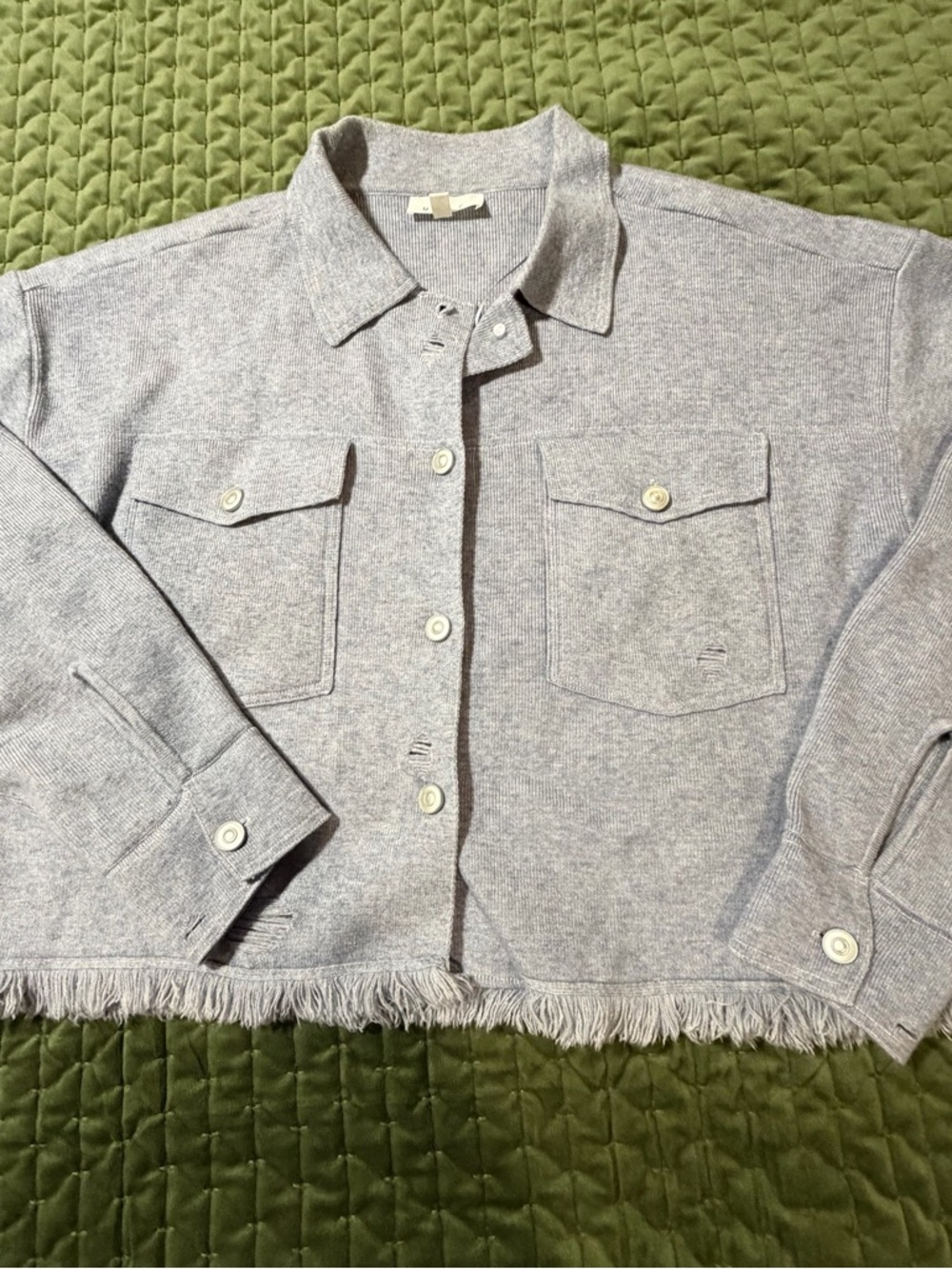 Mable blue long sleeve distressed jacket sweater size small‎ - Picture 2 of 12